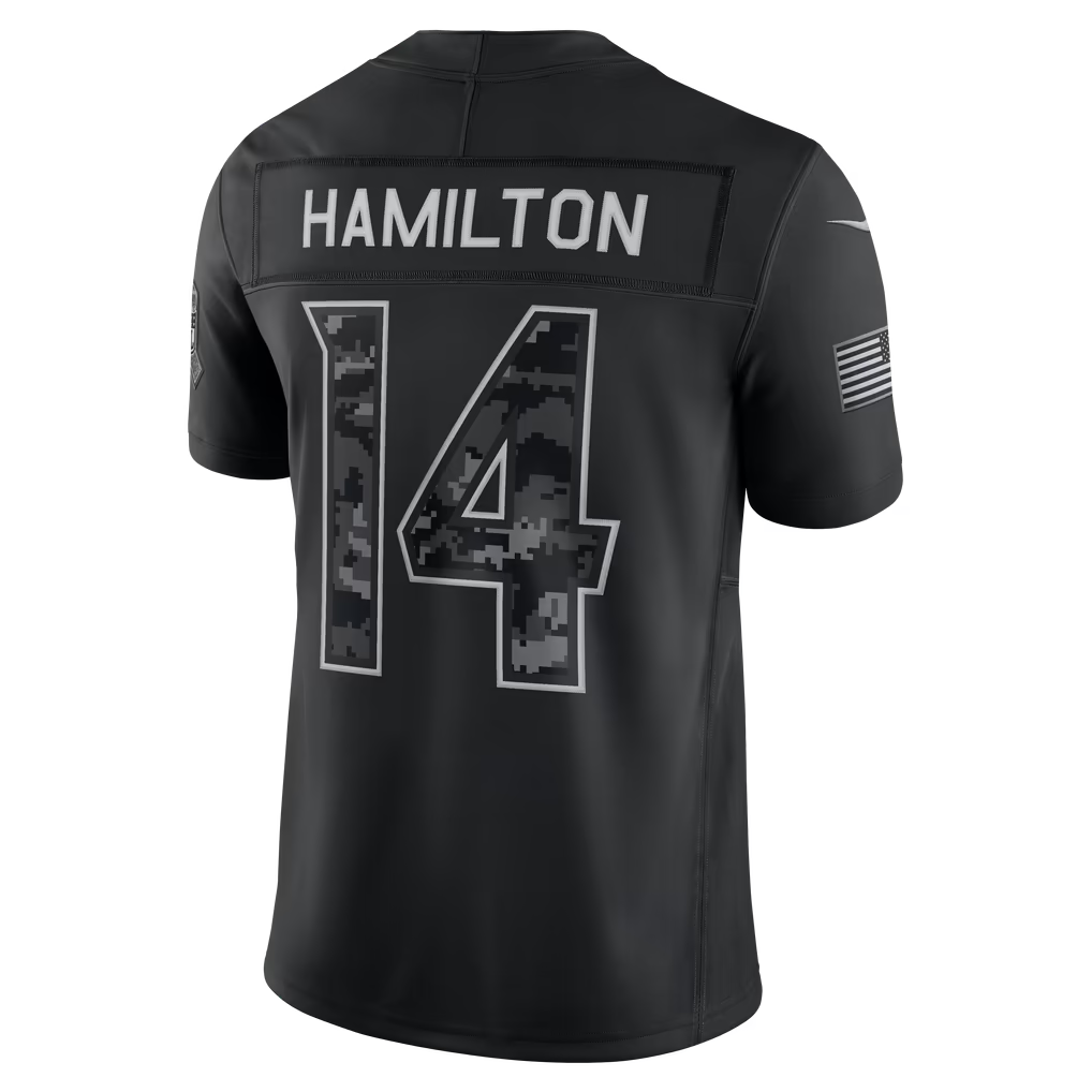 #14 Kyle Hamilton Black Salute to Service Stitched Jersey Back View - Couples Matching Set