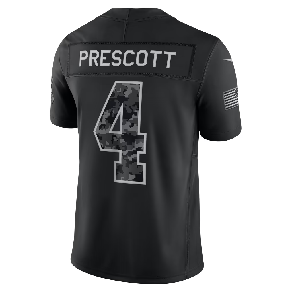 #4 Dak Prescott Black Salute to Service Stitched Jersey Back View - Gift for Her