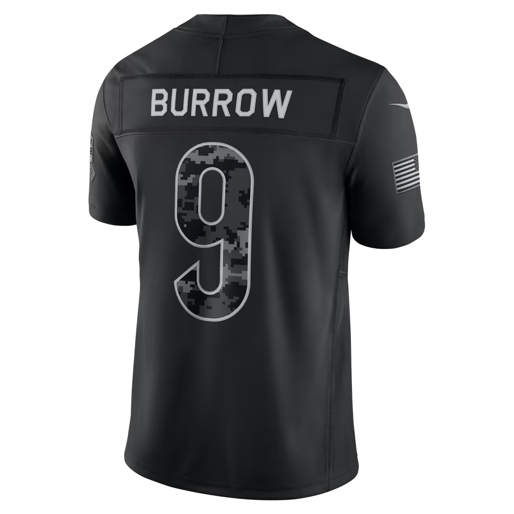 #9 Joe Burrow Black Salute to Service Stitched Jersey Back View - Holiday Countdown Surprise