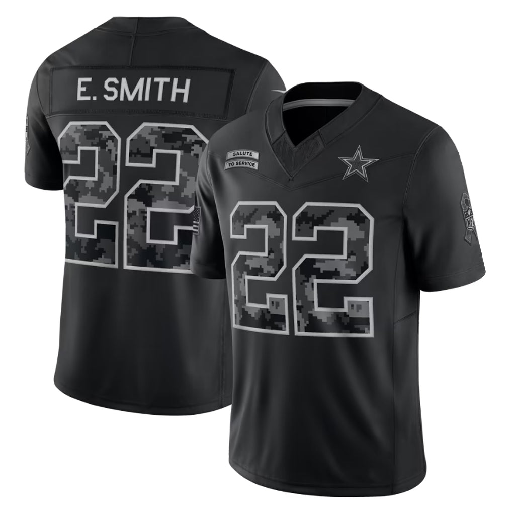 #12 Roger Staubach Black 2026 Salute to Service Stitched Jersey Front View - Couples Matching Set