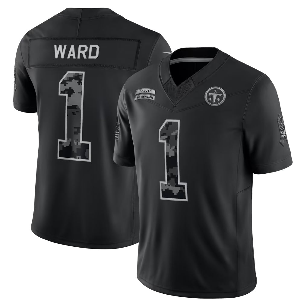 #1 Ward Black 2026 Salute to Service Stitched Jersey Front View - BFCM Weekend Bundle