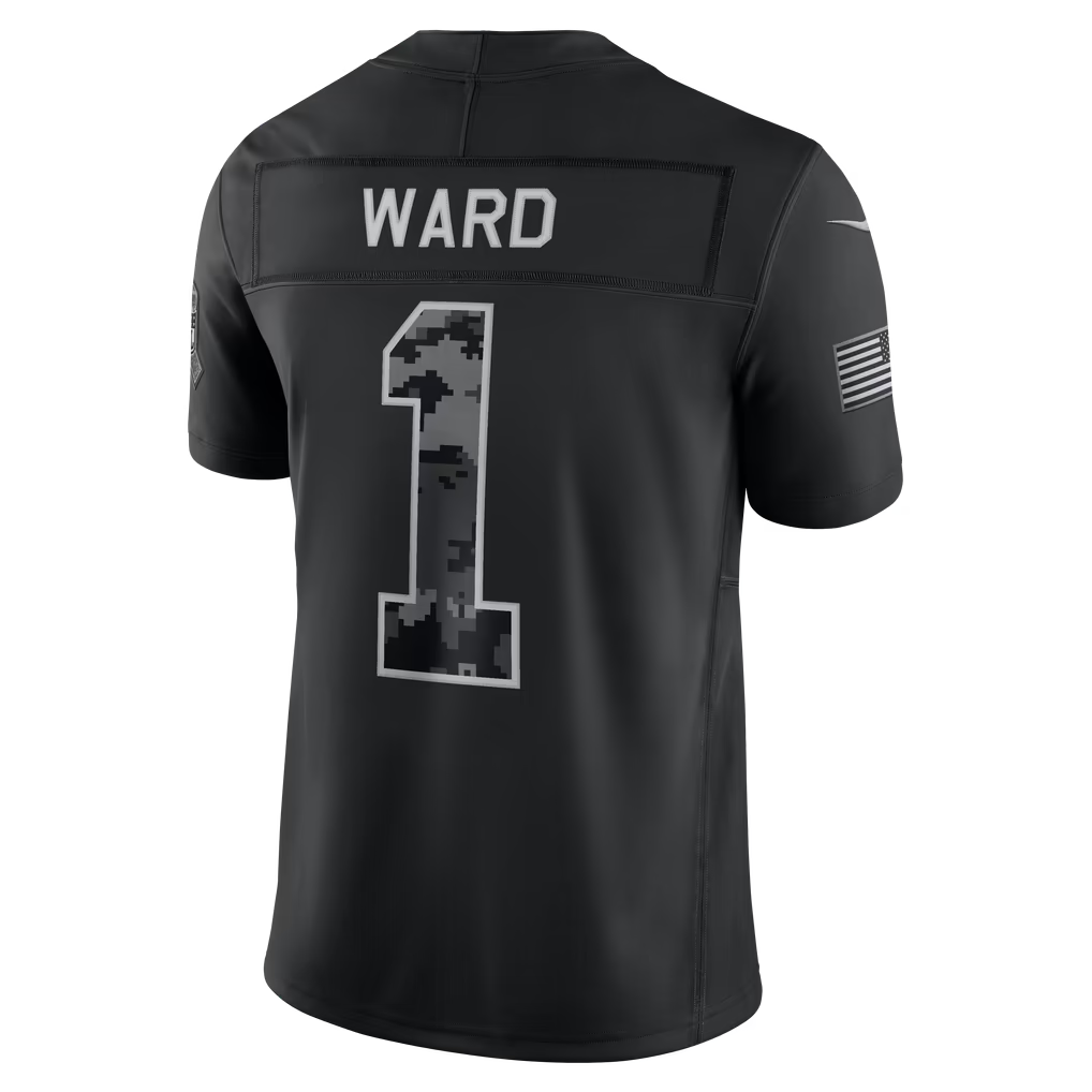 #1 Ward Black Salute to Service Stitched Jersey Back View - Father Son Duo Set