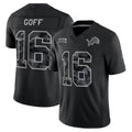 #16 Jared Goff Black 2026 Salute to Service Stitched Jersey Front View - Watch Party Ready