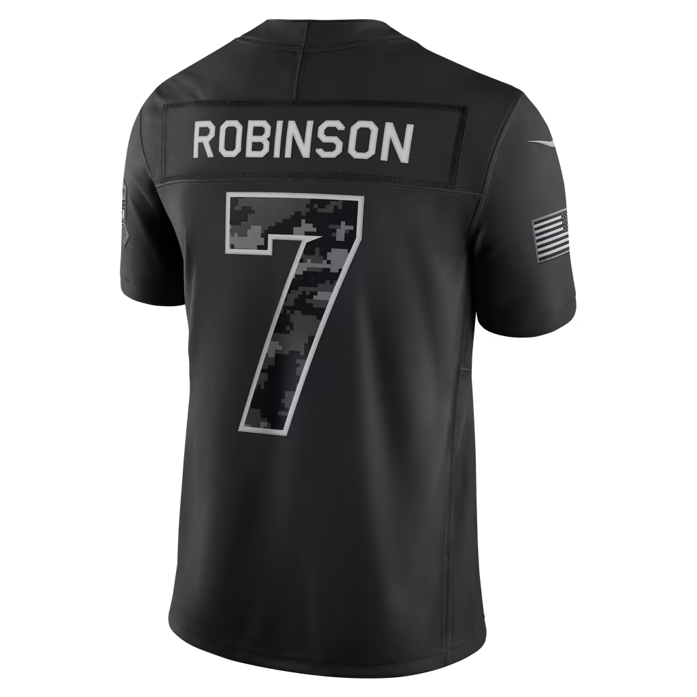 #7 Bijan Robinson Black Salute to Service Stitched Jersey Back View - Mom and Kid Matching