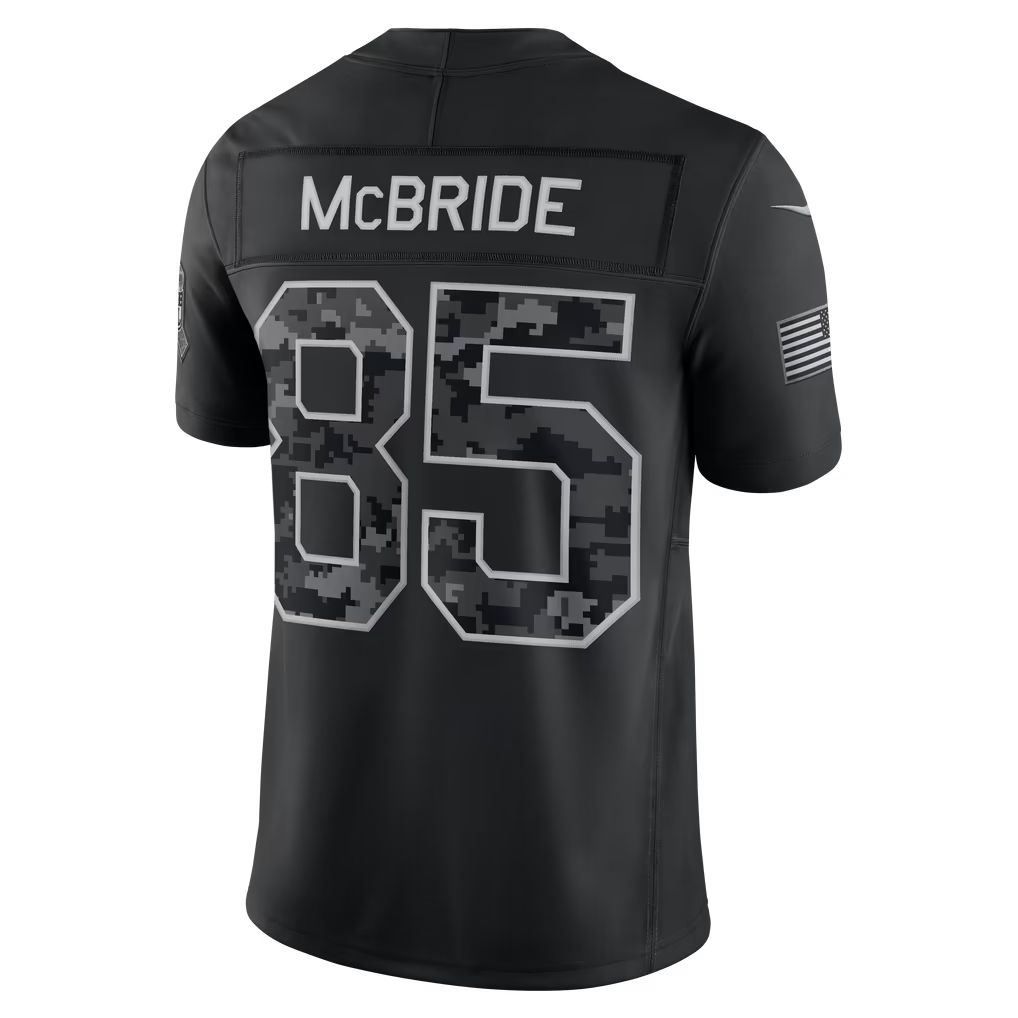 #85 Trey McBride Black Salute to Service Stitched Jersey Back View - Couples Matching Set