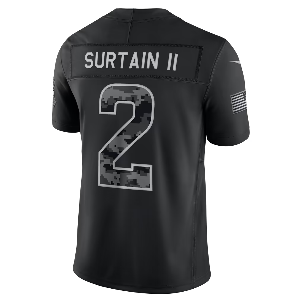 #2 Patrick Surtain II Black Salute to Service Stitched Jersey Back View - Game Day Essential