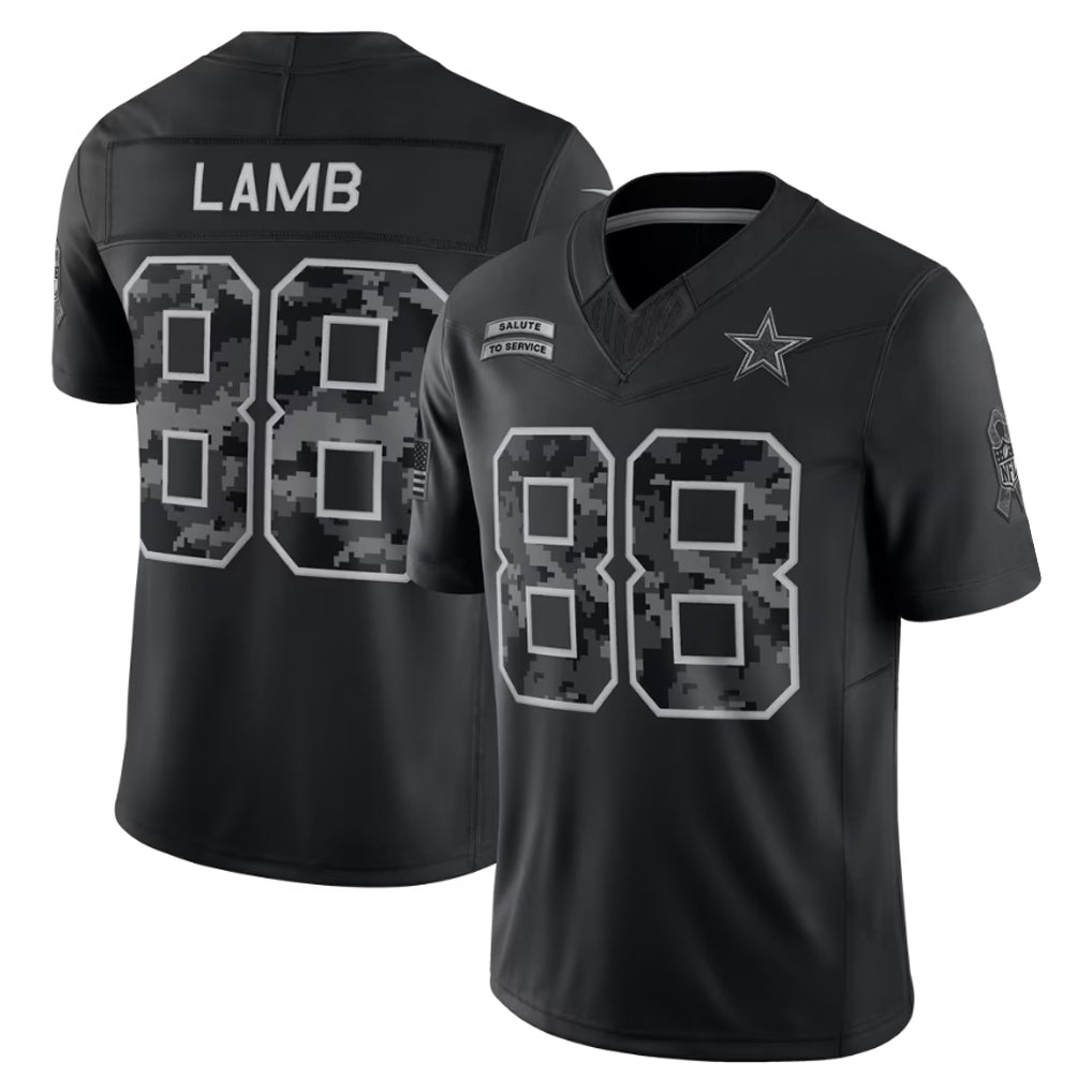 #22 Emmitt Smith Black 2026 Salute to Service Stitched Jersey Front View - Gift for Him