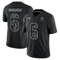 #6 Tyler Shough Black 2026 Salute to Service Stitched Jersey Front View - US Flag Sleeve Patch Detail