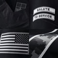 2026 Black Salute to Service Stitched Jersey Detail - Metallic Shield Collar, US Flag Sleeve, Recycled Polyester