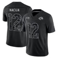 #12 Puka Nacua Black 2026 Salute to Service Stitched Jersey Front View - Ships Before Christmas