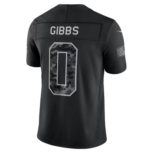 #0 Jahmyr Gibbs Black Salute to Service Stitched Jersey Back View - BFCM Weekend Bundle