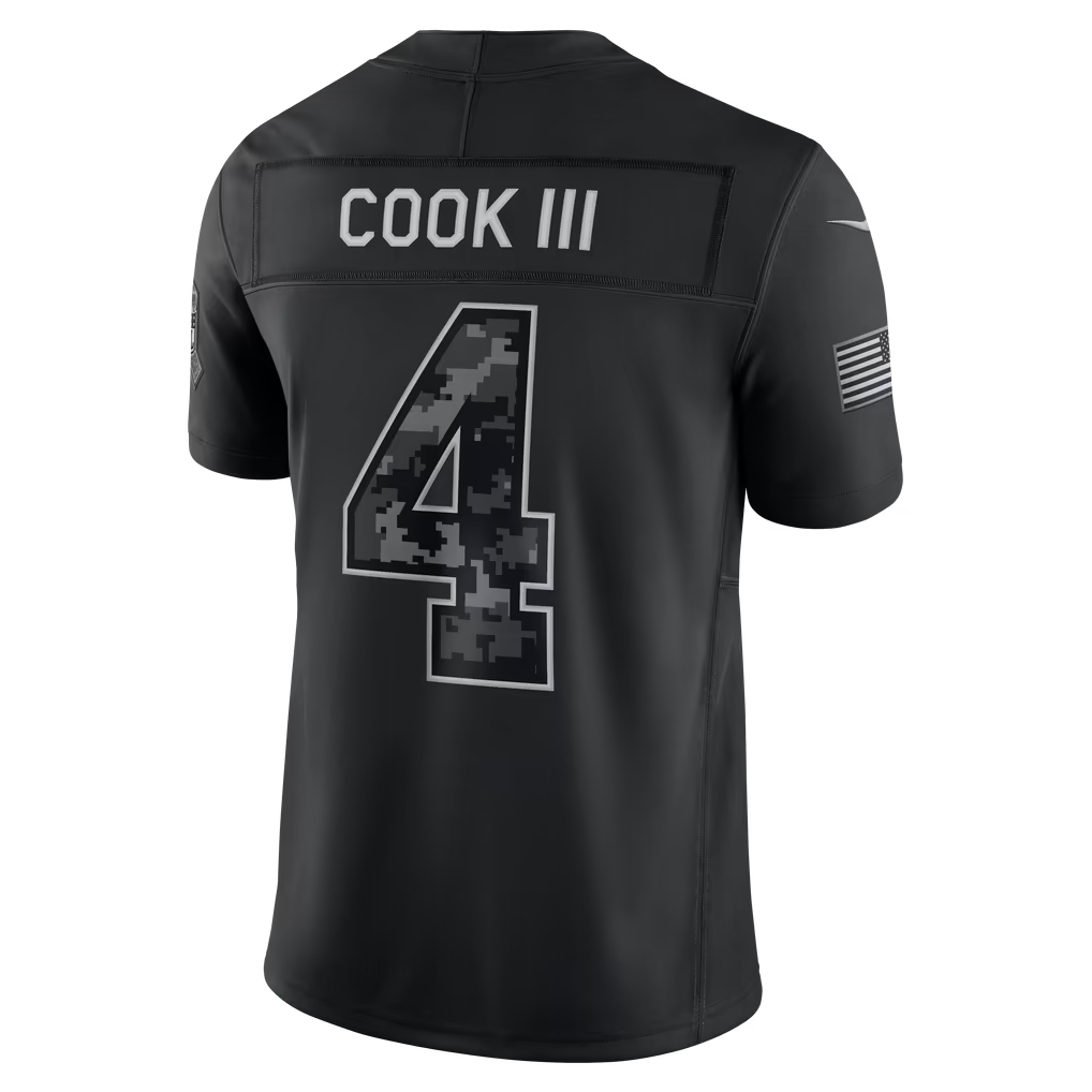 #4 James Cook III Black Salute to Service Stitched Jersey Back View - Biggest Sale of the Season