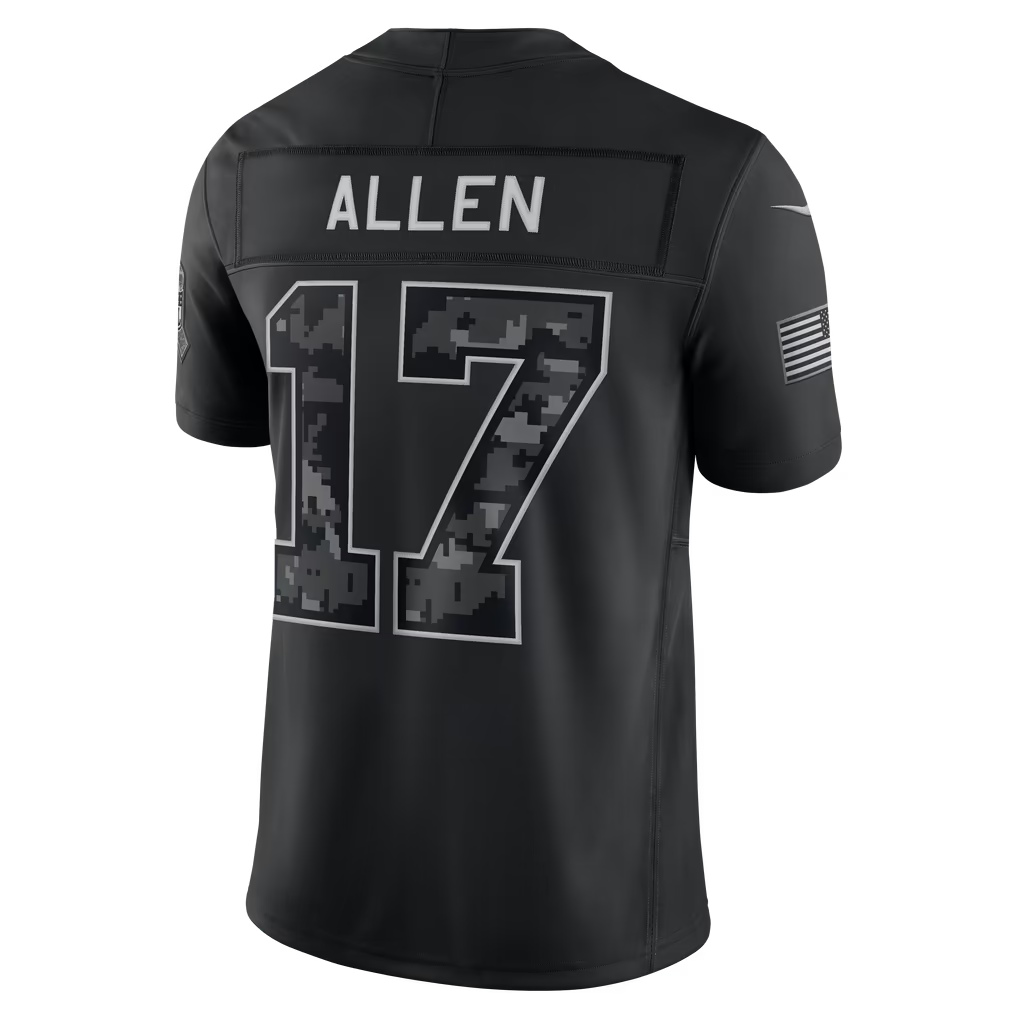 #17 Josh Allen Black Salute to Service Stitched Jersey Back View - Holiday Countdown Surprise