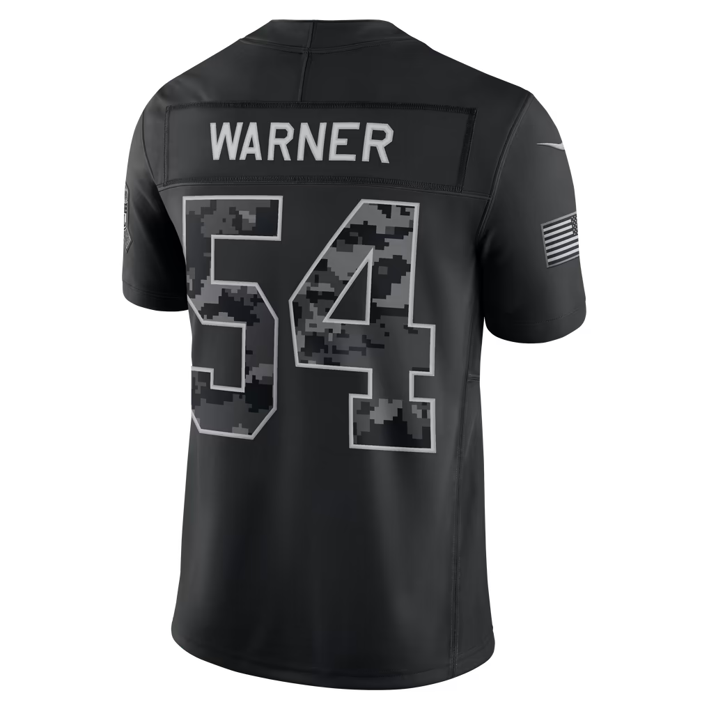 #54 Fred Warner Black Salute to Service Stitched Jersey Back View - Top Rated Fan Favorite