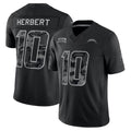 #10 Justin Herbert Black 2026 Salute to Service Stitched Jersey Front View - Gift for Her