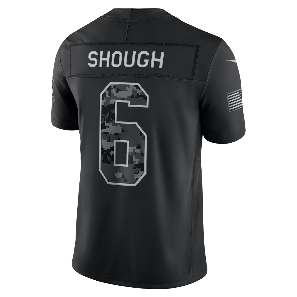 #6 Tyler Shough Black Salute to Service Stitched Jersey Back View - First Game Memory