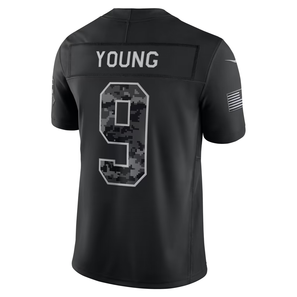 #9 Bryce Young Black Salute to Service Stitched Jersey Back View - Couples Matching Set