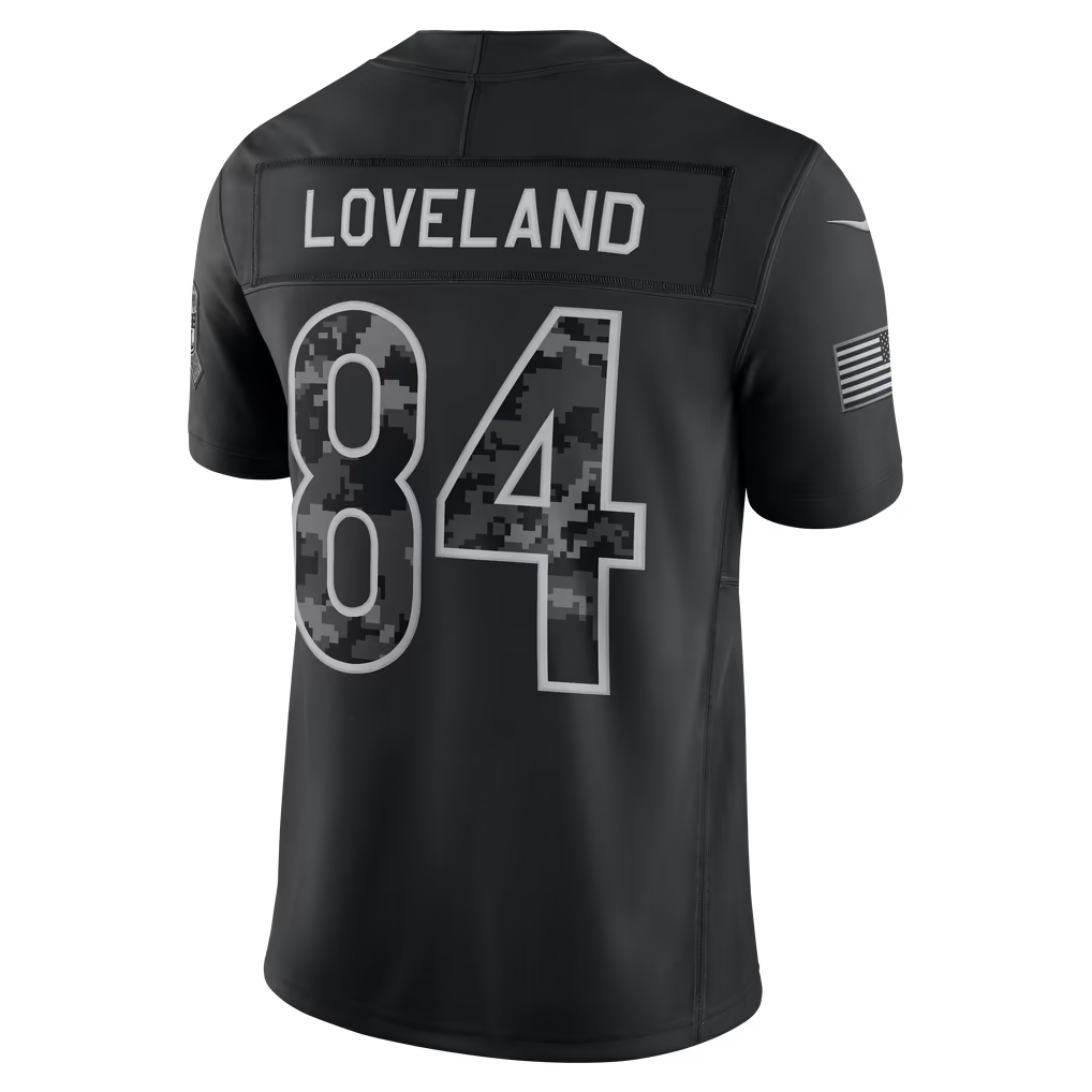 #84 Colston Loveland Black Salute to Service Stitched Jersey Back View - Black Friday Doorbuster